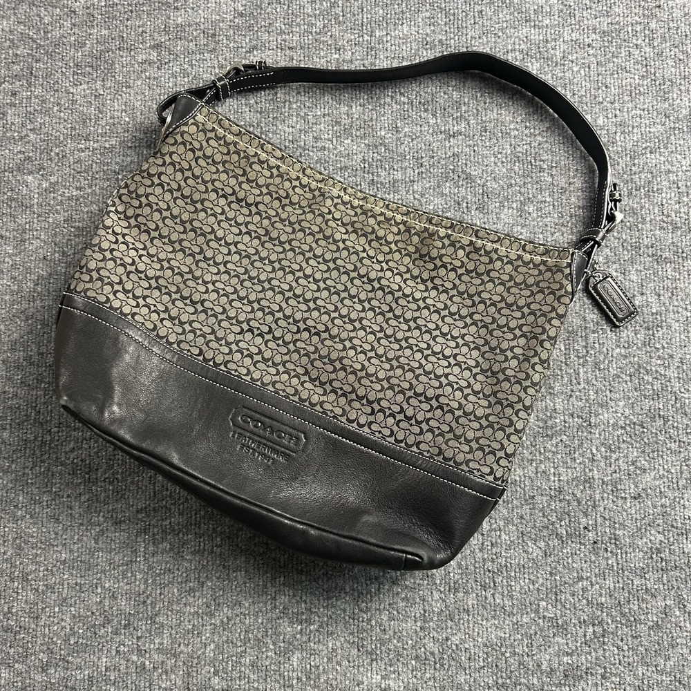 Coach Signature Avary Hobo Bag Womens Large Brown Jacquard Leather Shoulder